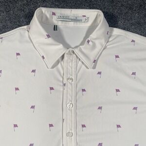 Criquet Tour Range Flag All Over Print Polo Golf Shirt Mens Medium Stretch Fit